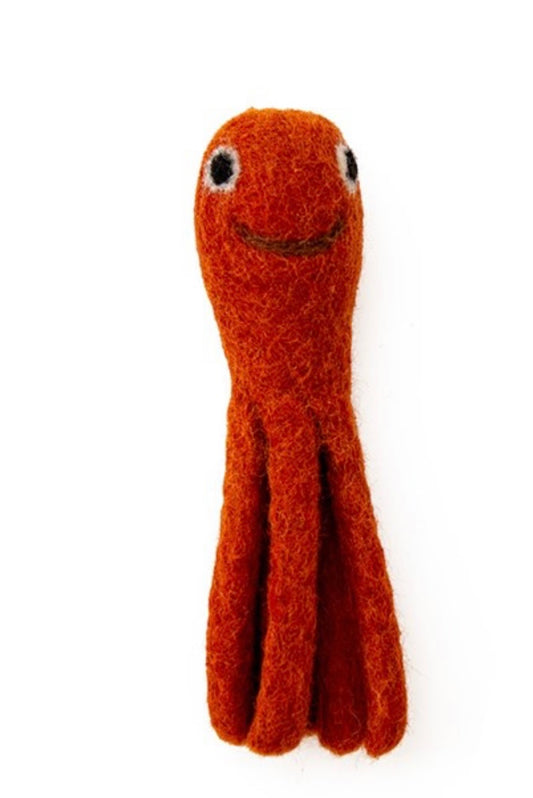MoMo Handmade In Nepal Felt Orange Octopus